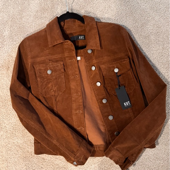 Amelia Corduroy Trucker Jacket In Cognac Kut From The Cloth - Picture 2 of 5